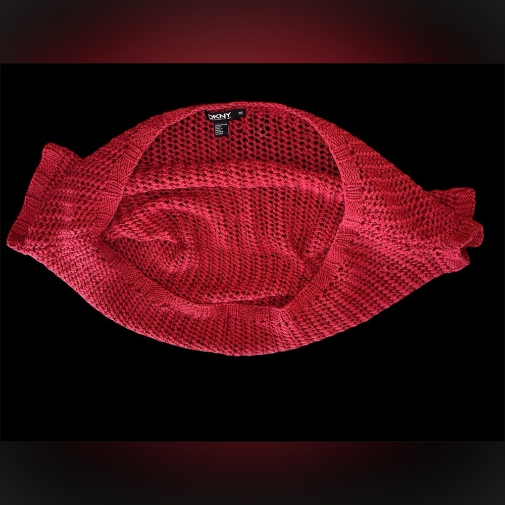 DKNY Red Knit Shrug Bolero Open Front Cropped Sweater size PS